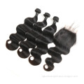 Virgin Cuticle Aligned Human Hair Bundles With Lace Closure